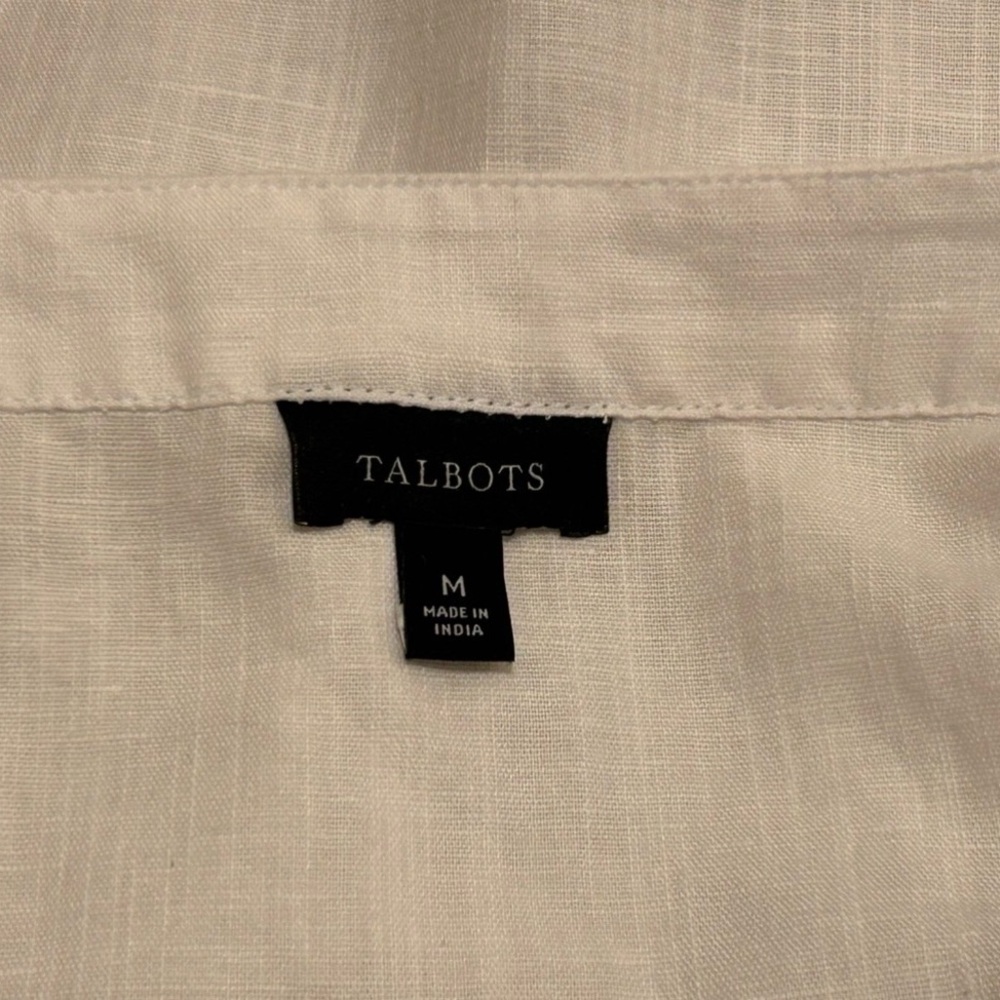 Talbots 55% Linen Embroidered Square Neck Top - Size M - Picture 9 of 12